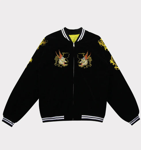 Dragon Embroidery Bomber Coat
